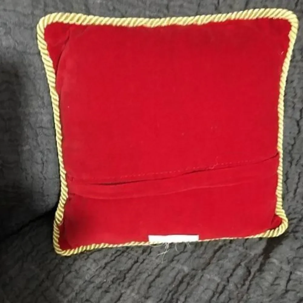 Vintage Needlepoint Angel Christmas Throw Pillow